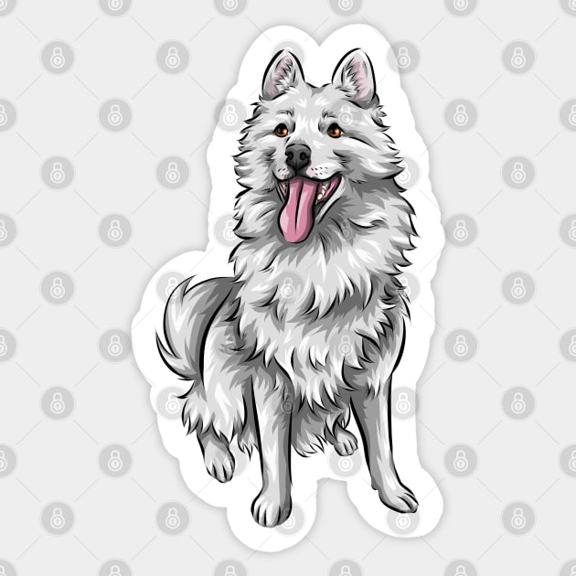 Cute White Pomsky Dog Sticker by Shirin Illustration